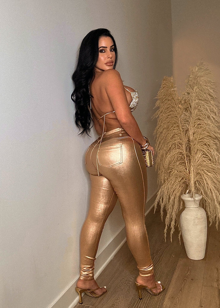 Metallic Stretch Jeans